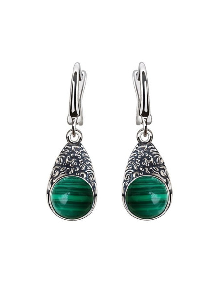 Silver earrings with malachite k 2080 Silver earrings with malachite k 2080