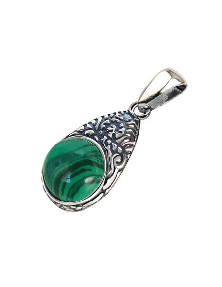Silver pendant with malachite in 2080