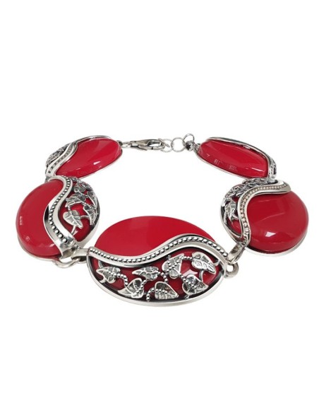 Bransoletka srebrna z koralem l 1716
