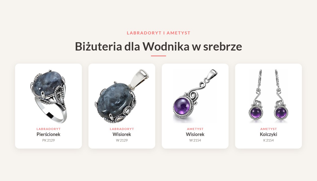 Srebrna biżuteria z labradorytem i ametystem – kamienie dla Wodnika, Polcarat Design