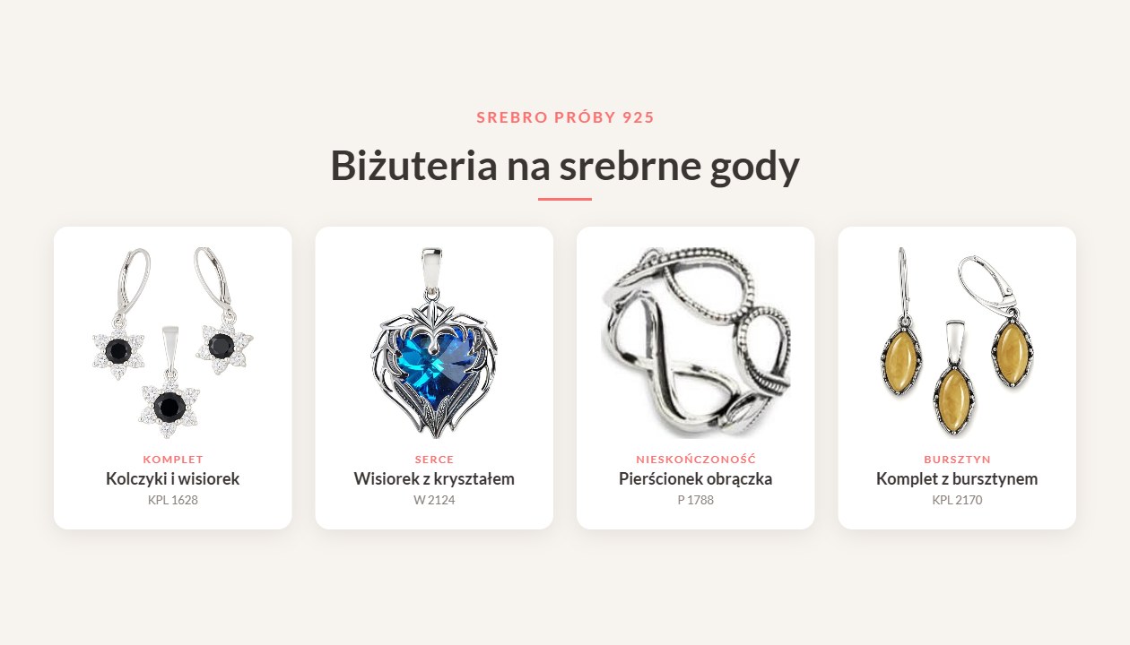 Srebrna biżuteria na srebrne gody – komplet, serce i obrączka ze srebra 925, Polcarat Design