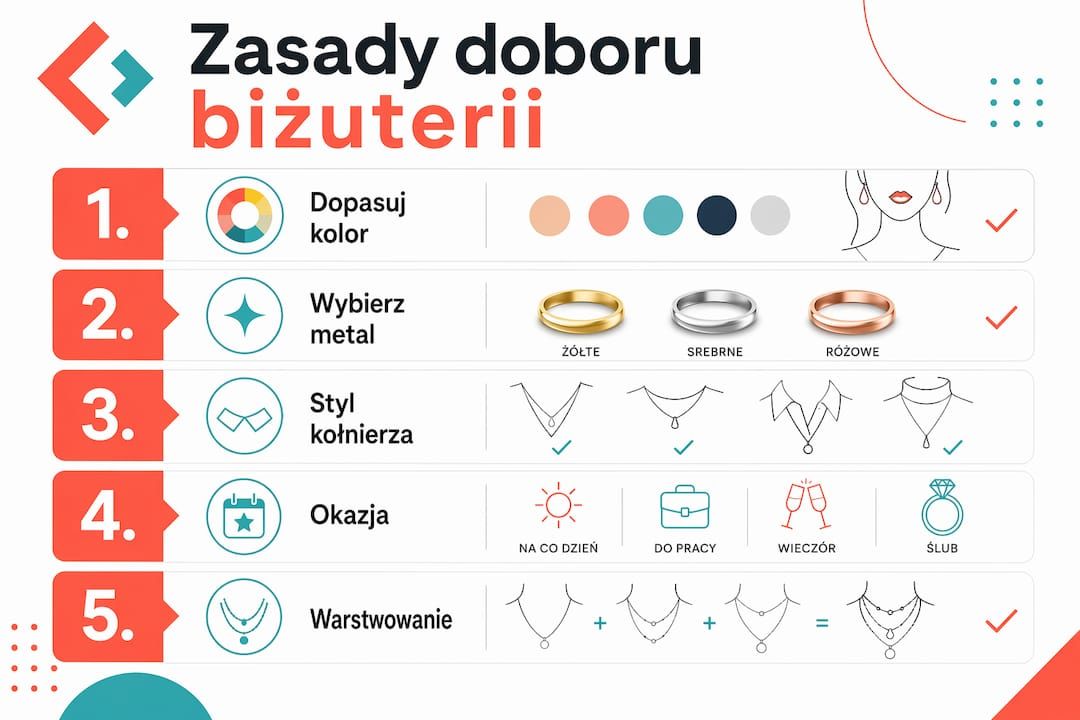 Infografika: jak dobrać biżuterię do płaszcza – praktyczne wskazówki
